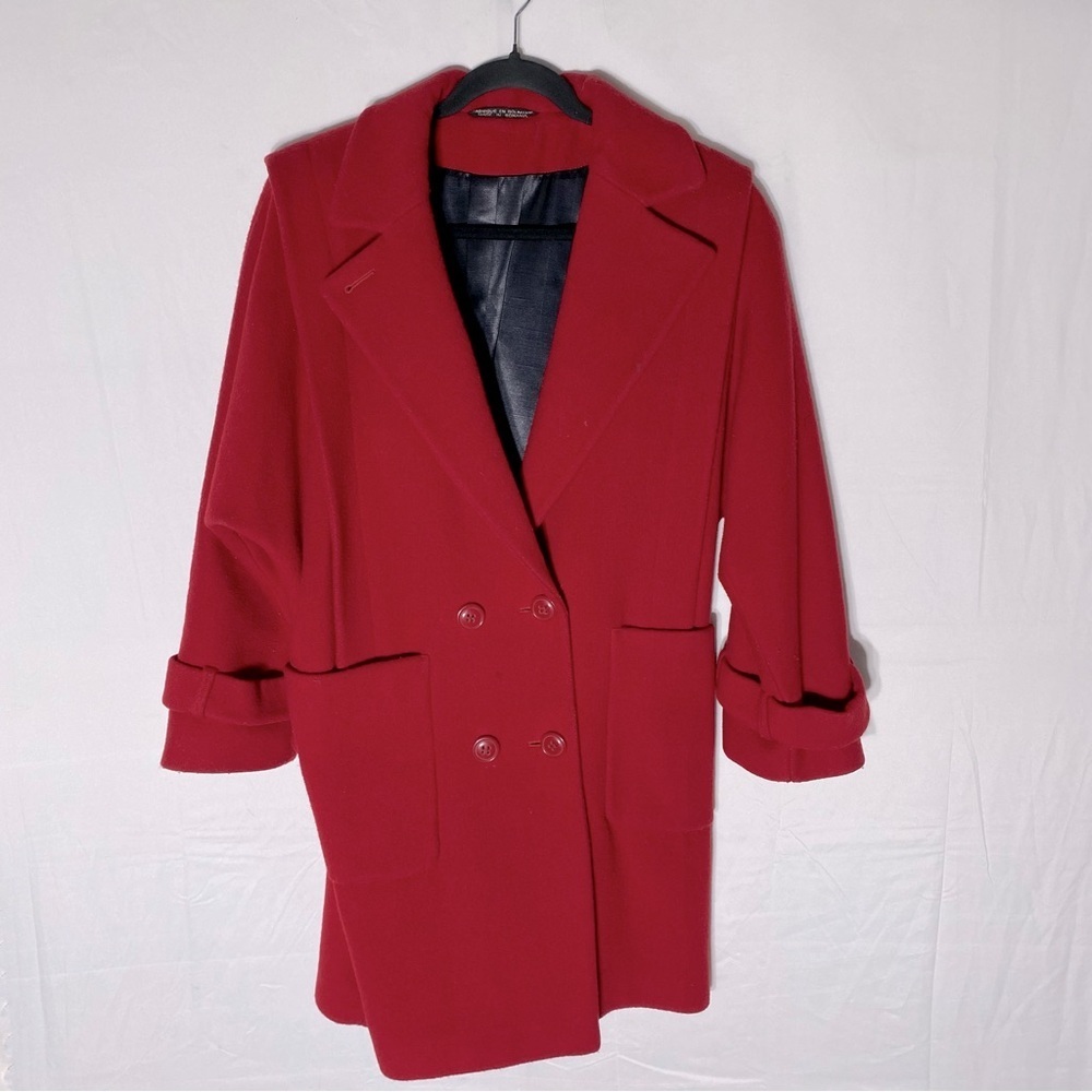 Vintage Thunder Bay Red Wool Double Breasted Oversized Overcoat Coat 6 Academia